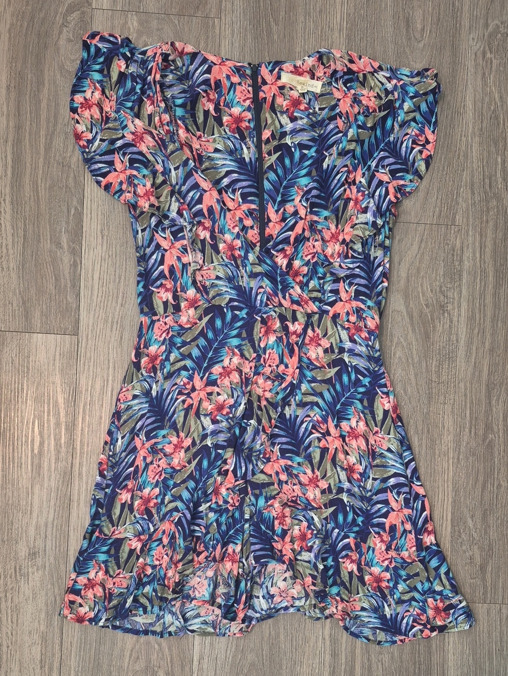Rewind Navy One-Piece Romper with Pink Floral Print